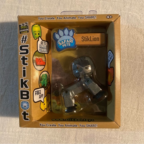-StikBot Safari Pets StikLion Grey Figure - Picture 1 of 2